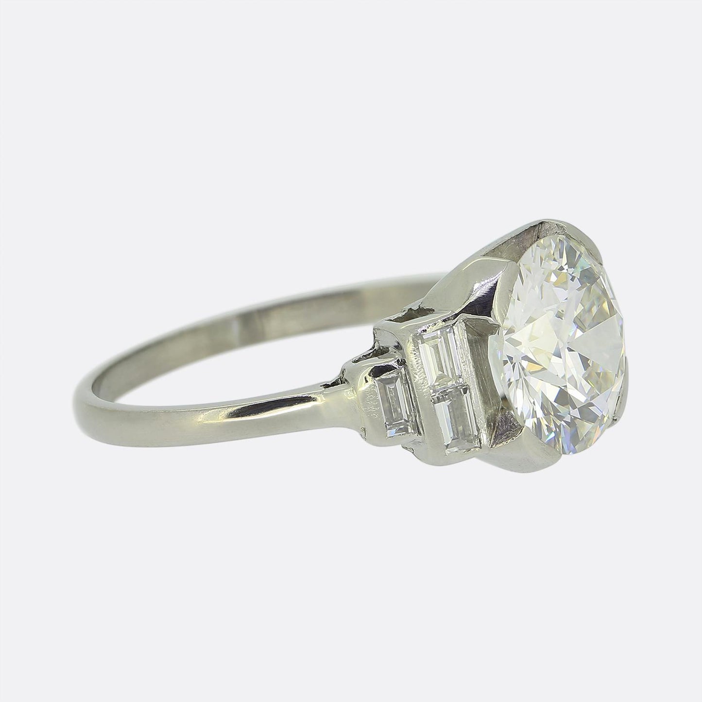 Art Deco 2.37 Carat Diamond Engagement Ring
