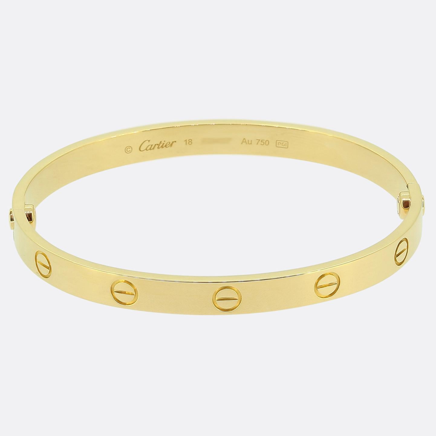 Cartier Classic Model LOVE Bangle Size 18