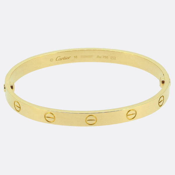 Cartier Classic Model LOVE Bangle Size 18