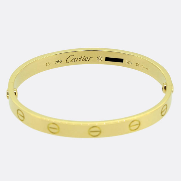 Cartier Classic Model Love Bangle Size 16