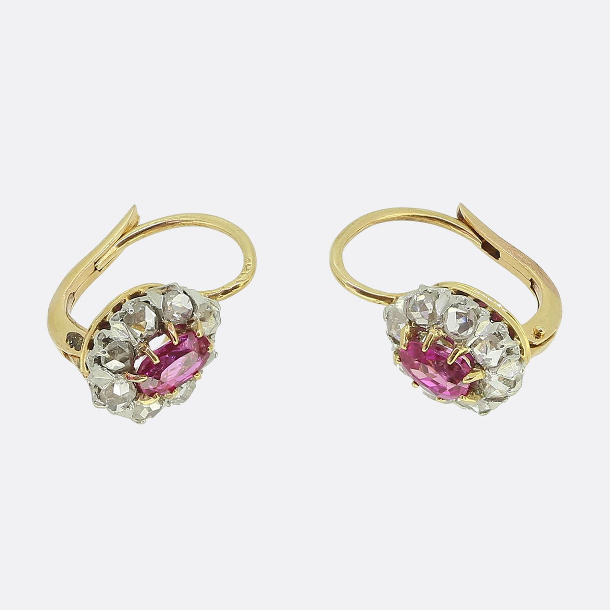Antique Ruby and Diamond Drop Earrings