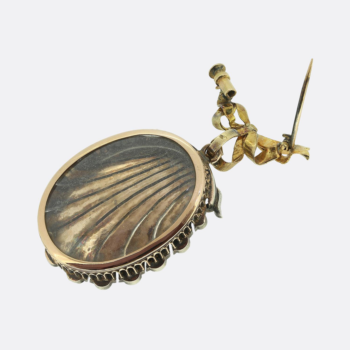 Antique Pearl and Cherub Drop Locket Brooch