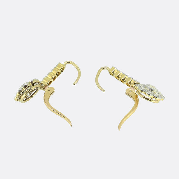 Edwardian Old Cut Diamond Drop Earrings