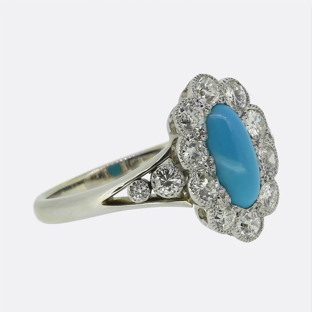 Art Deco Turquoise and Diamond Ring