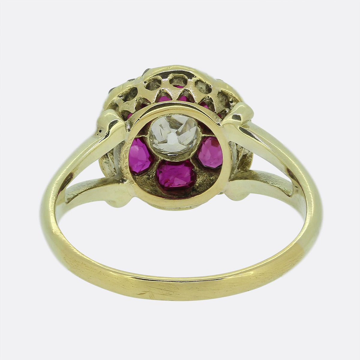 Antique Ruby and Diamond Cluster Ring