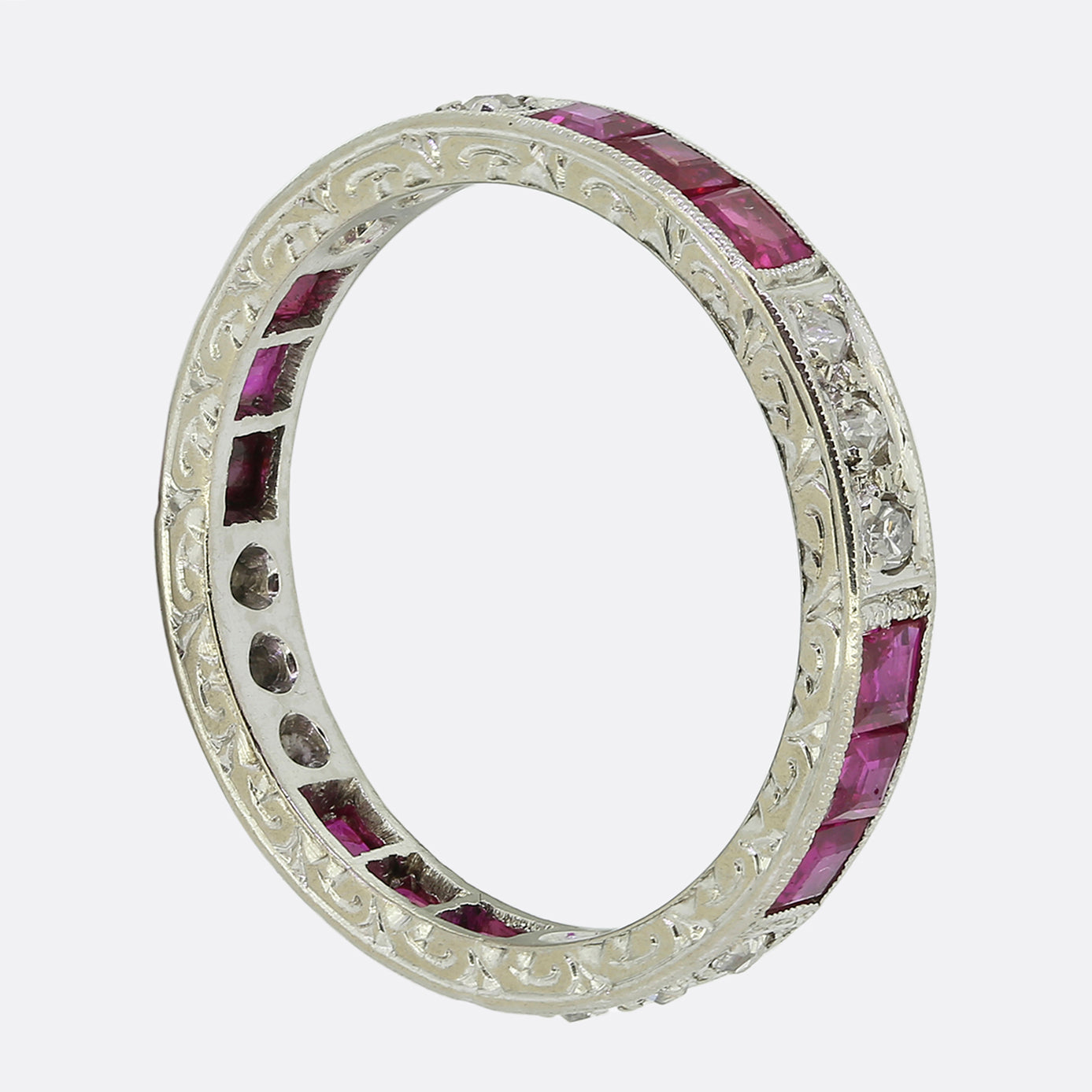 Antique Ruby and Diamond Eternity Ring Size N (54)