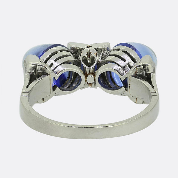 Art Deco Sugarloaf Sapphire and Diamond Ring