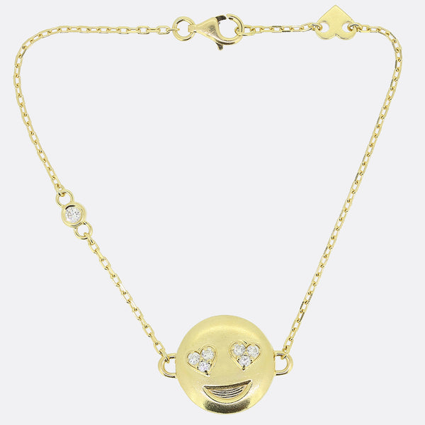 Smiley Face Diamond Chain Bracelet