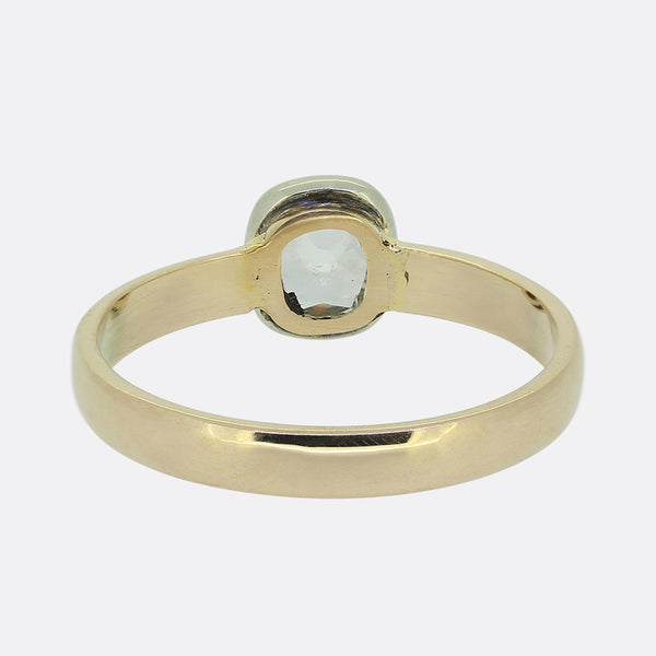 Antique 0.40 Carat Rectangular Cushion Cut Diamond Solitaire Ring