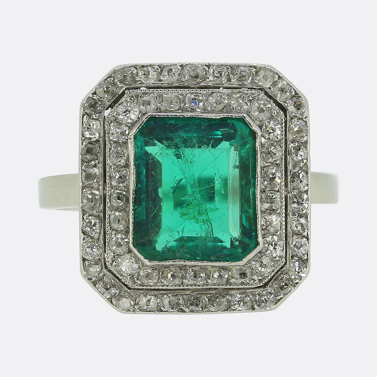 Art Deco Colombian Emerald and Diamond Ring