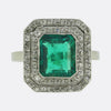 Art Deco Colombian Emerald and Diamond Ring