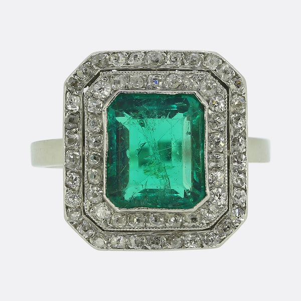 Art Deco Colombian Emerald and Diamond Ring