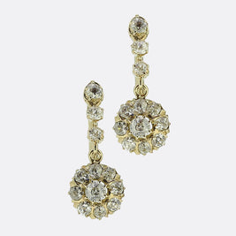 Late Victorian Old Cut Diamond Drop Earrings