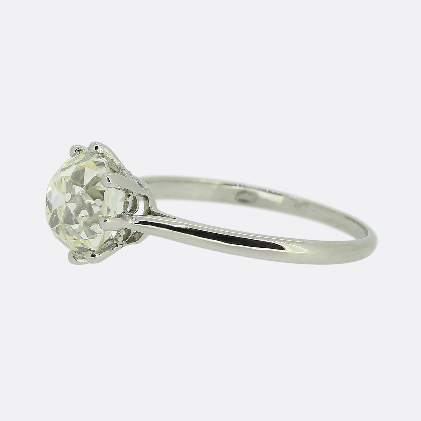 Antique 1.95 Carat Cushion Cut Diamond Solitaire Ring