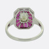Art Deco Style 0.45 Carat Emerald Cut Diamond and Ruby Ring