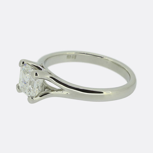 1.01 Asscher Cut Diamond Solitaire Engagement Ring
