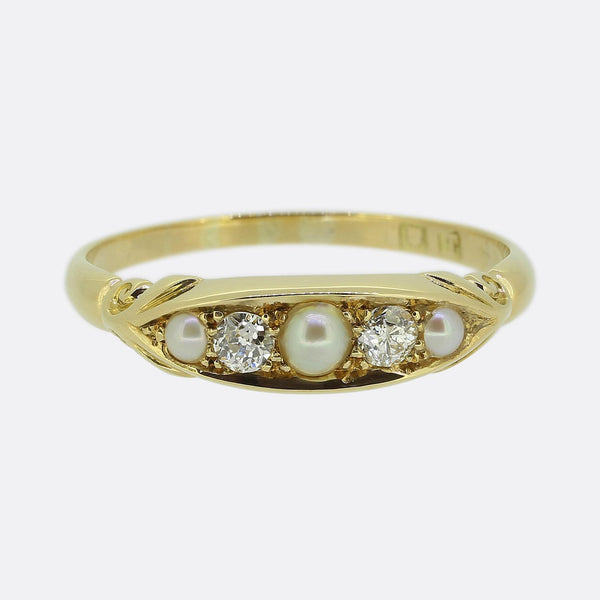 Antique Pearl and Diamond Five-Stone Ring
