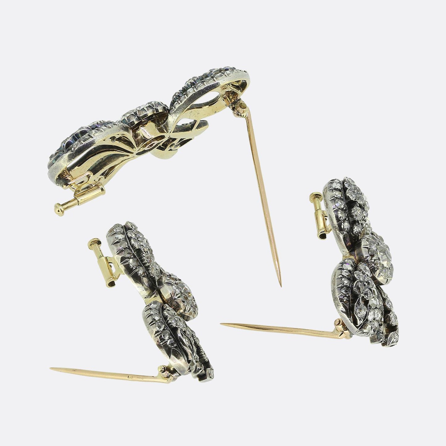 Aucoc Antique Diamond Bow Brooch Set