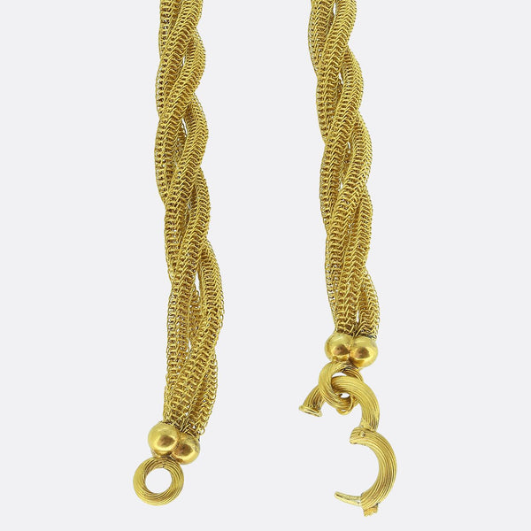 Vintage Triple Twisted Strand Mesh Necklace