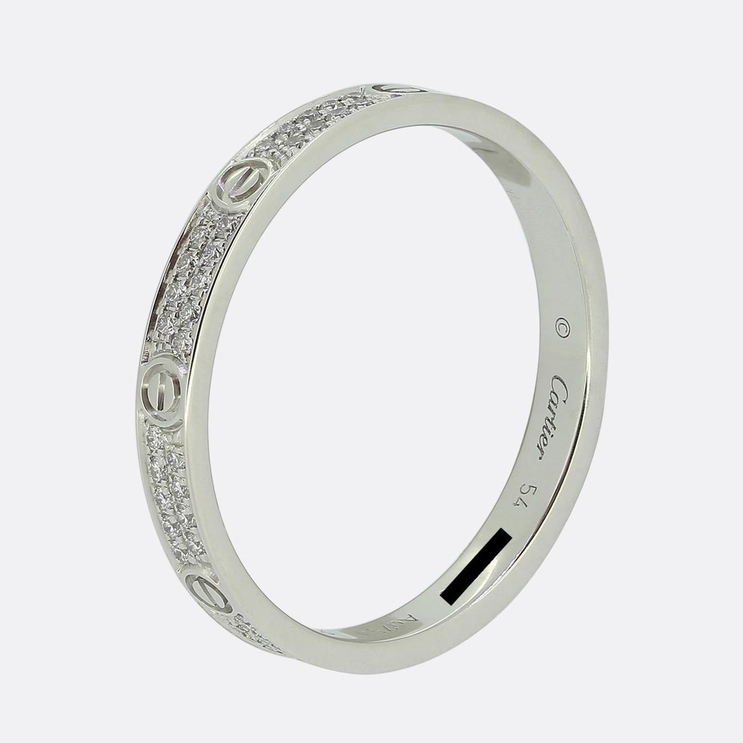 Cartier Mini Model Diamond Paved Love Ring Size N (54)