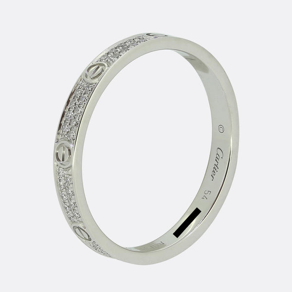 Cartier Mini Model Diamond Paved Love Ring Size N (54)