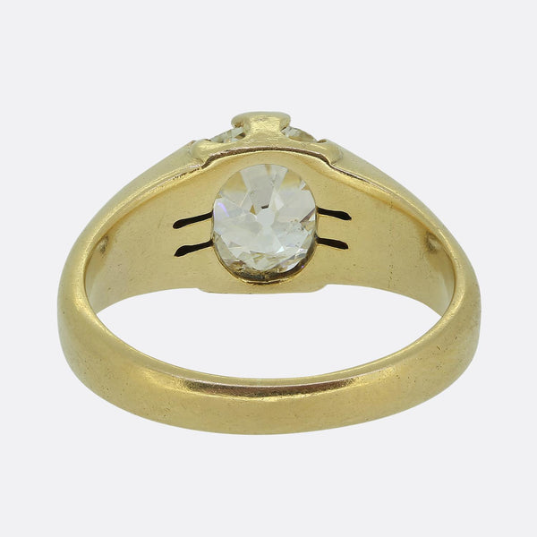 Edwardian 2.01 Carat Old Cut Diamond Gypsy Ring