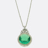 Antique 5.50 Carat Colombian Emerald and Diamond Pendant Necklace