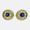 Antique Sapphire and Old Cut Diamond Stud Earrings