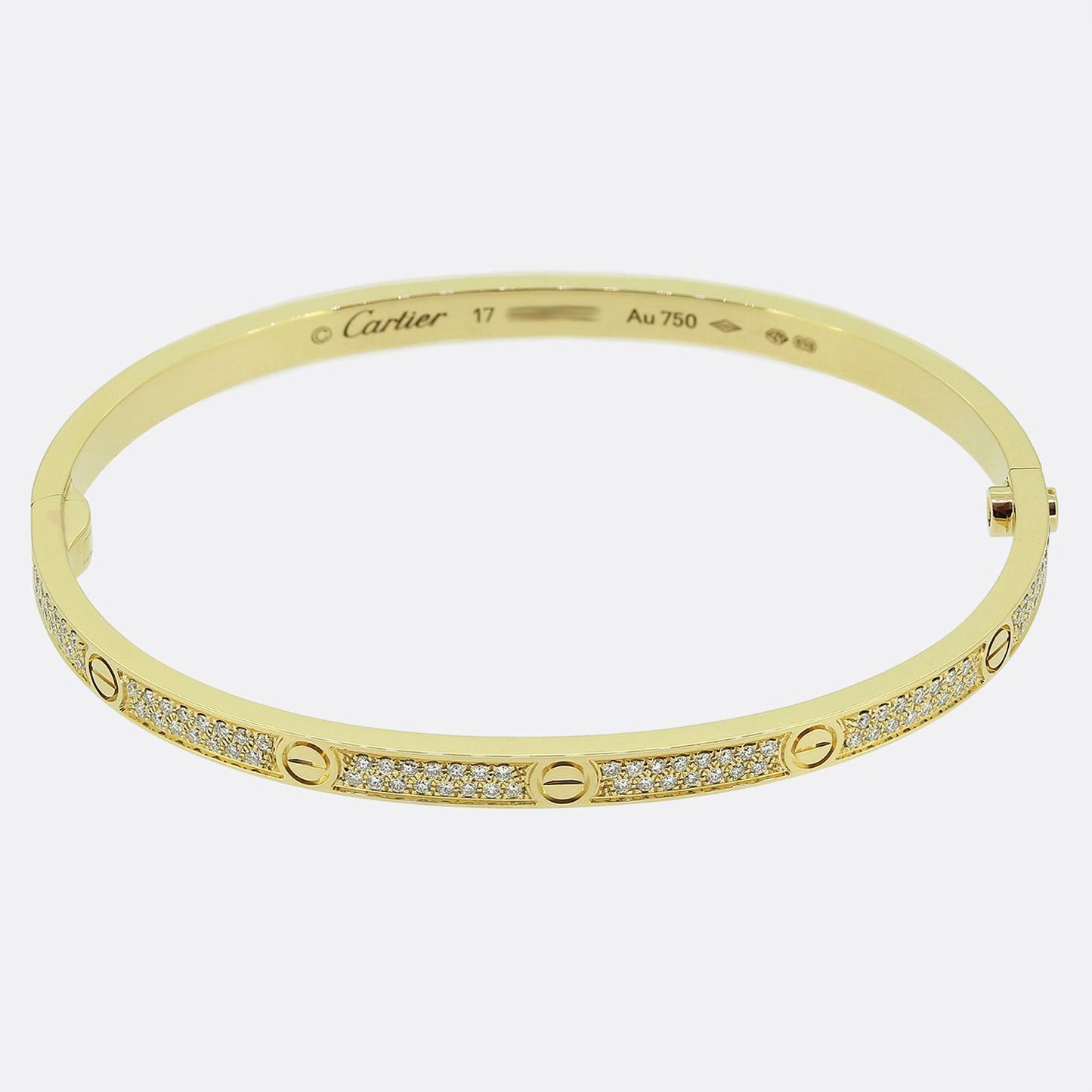 Cartier Small Model Paved Love Bangle Size 17