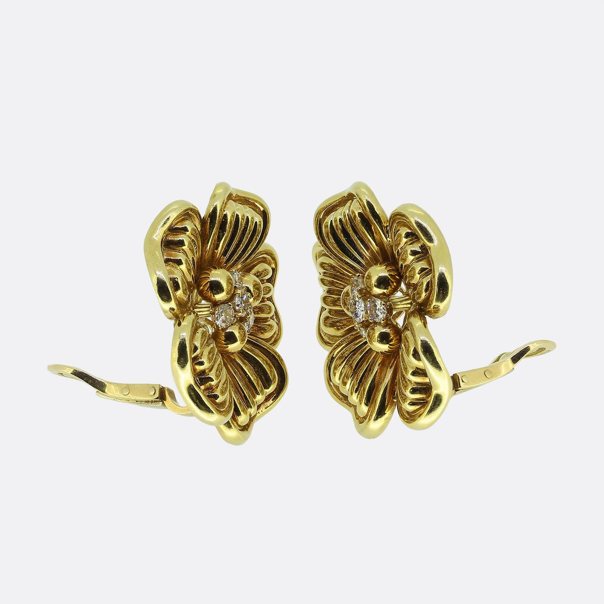 Vintage Diamond Floral Earrings