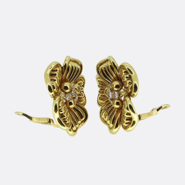 Vintage Diamond Floral Earrings
