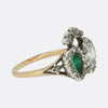 Georgian Emerald and Diamond Double Heart Ring