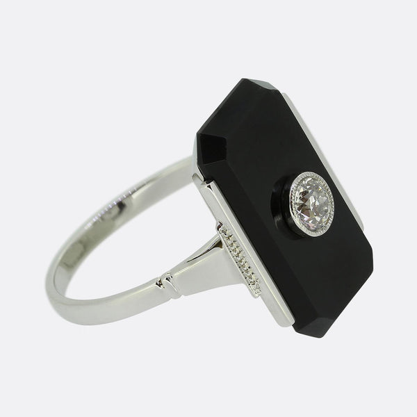 Art Deco Onyx and Diamond Ring