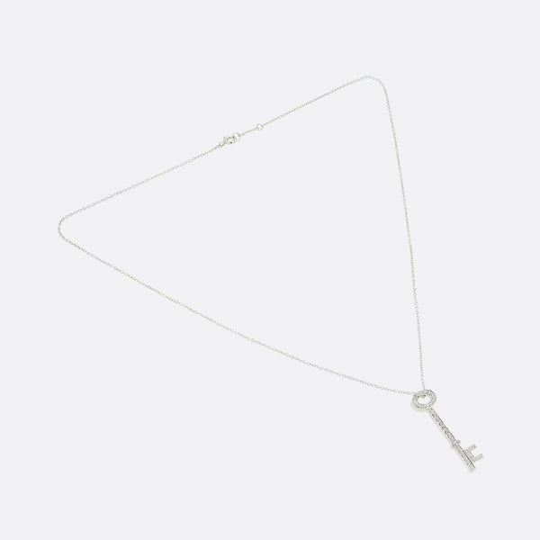 Tiffany & Co. Diamond Key Pendant Necklace