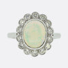 Opal and Diamond Cluster Ring