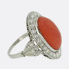 Art Deco Style Coral and Diamond Ring