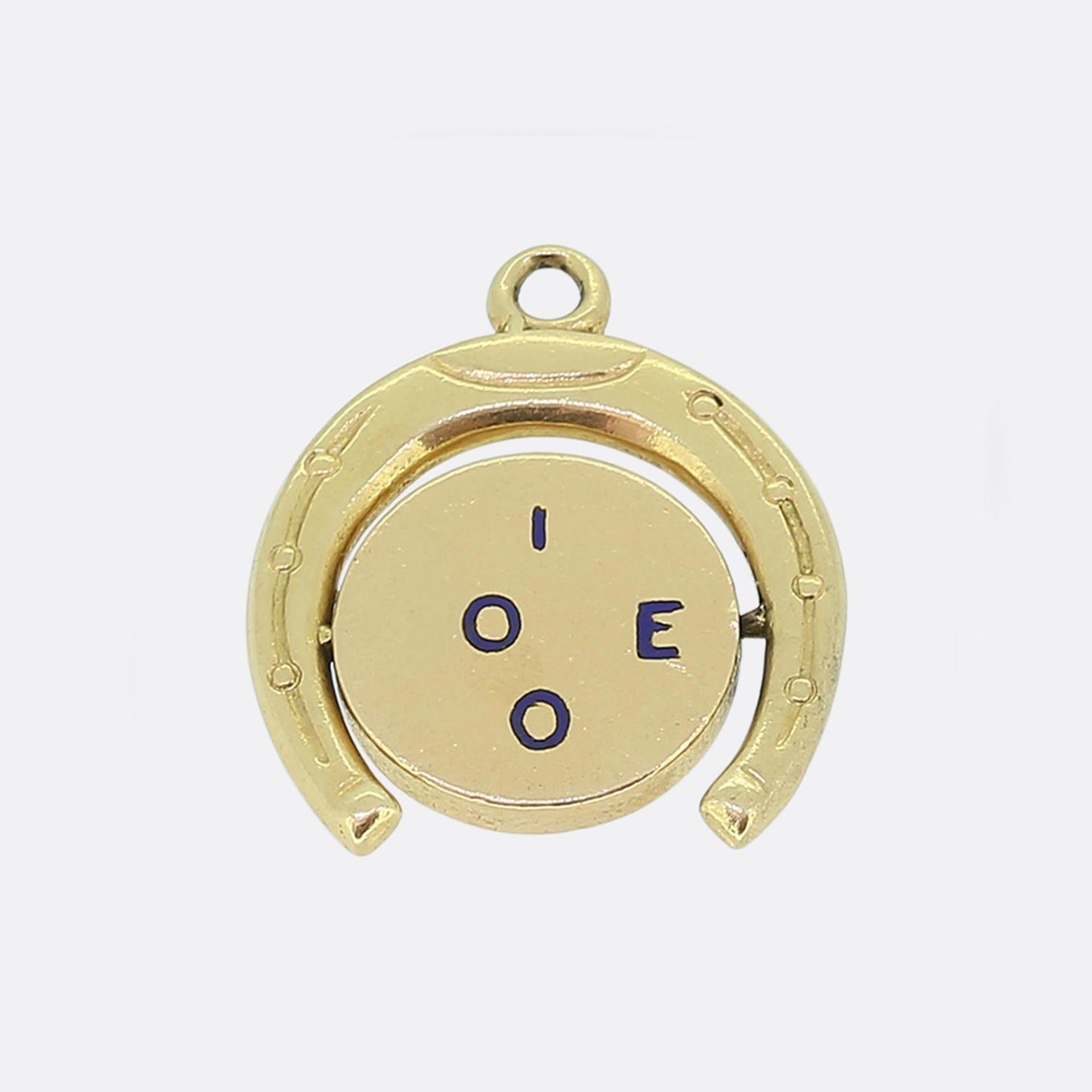 Vintage I Love You Horseshoe Spinner Charm Pendant