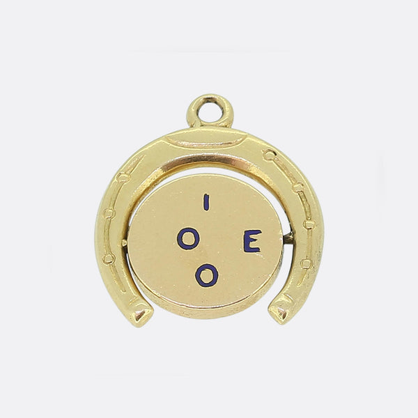 Vintage I Love You Horseshoe Spinner Charm Pendant