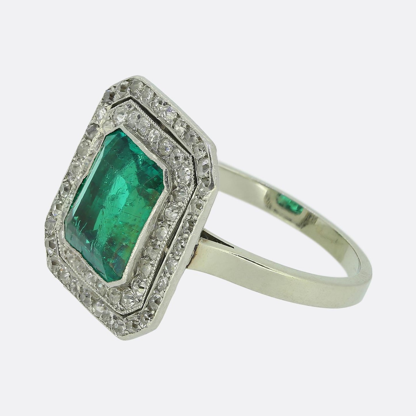 Art Deco Colombian Emerald and Diamond Ring