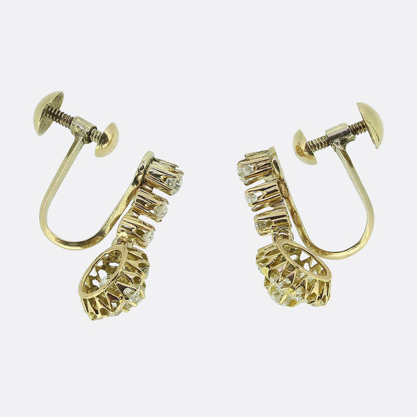 Late Victorian Old Cut Diamond Drop Earrings