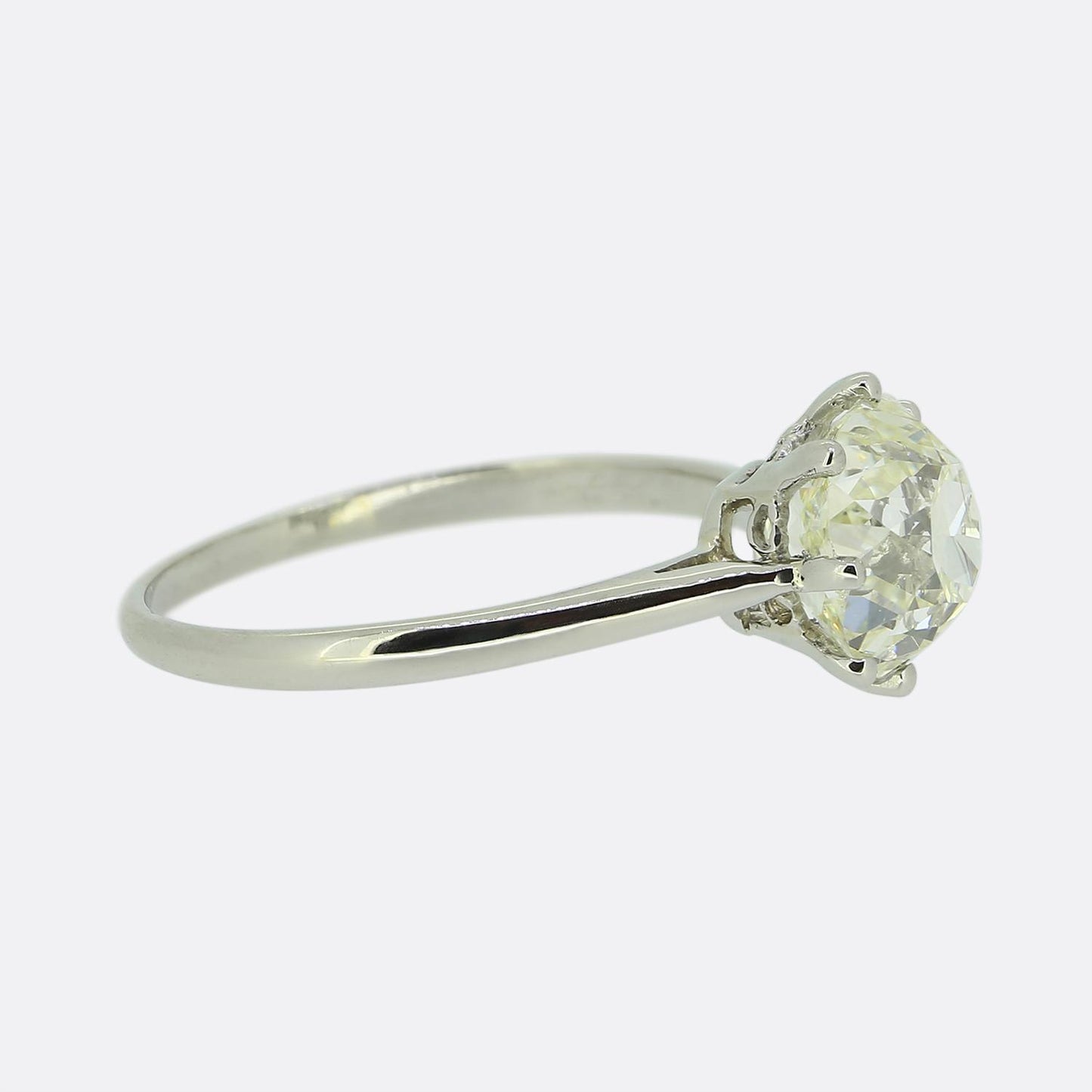 Antique 1.95 Carat Cushion Cut Diamond Solitaire Ring