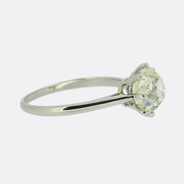 Antique 1.95 Carat Cushion Cut Diamond Solitaire Ring
