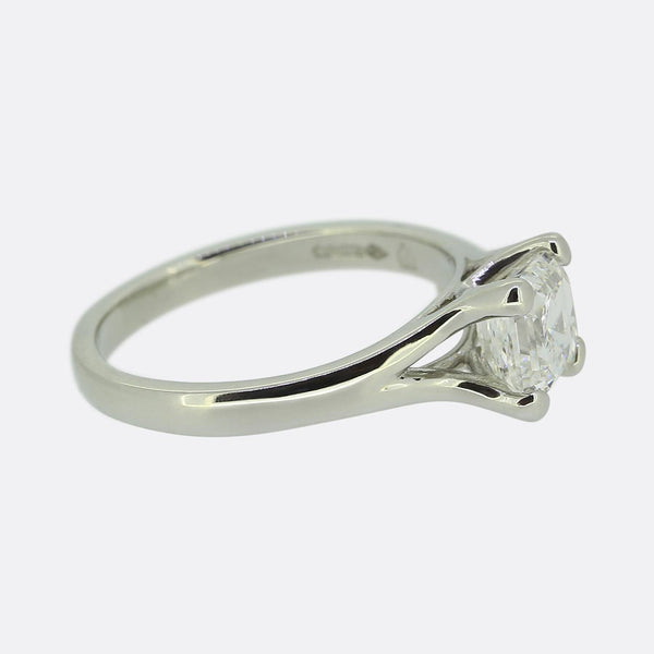 1.01 Asscher Cut Diamond Solitaire Engagement Ring