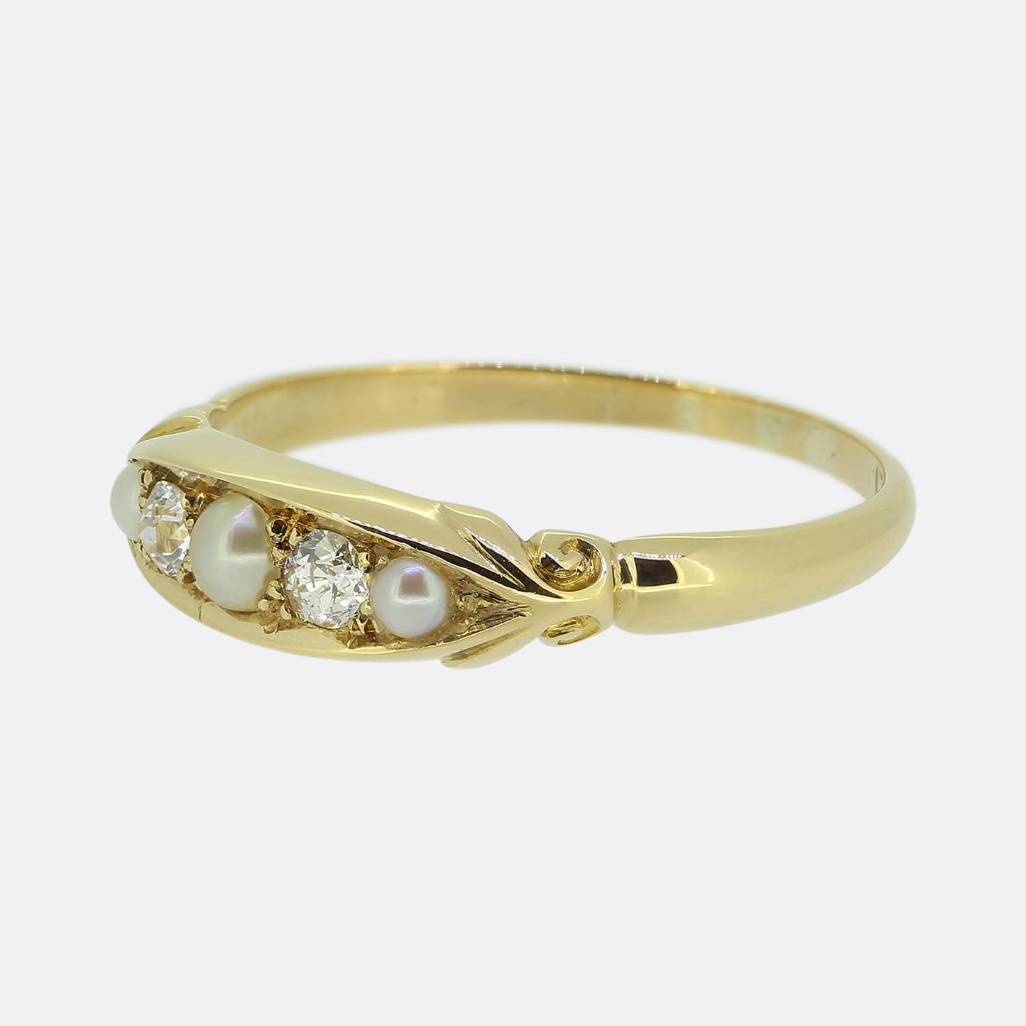 Antique Pearl and Diamond Five-Stone Ring
