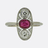 Art Deco Ruby and Diamond Three-Stone Ring