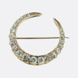 Antique Diamond Crescent Brooch
