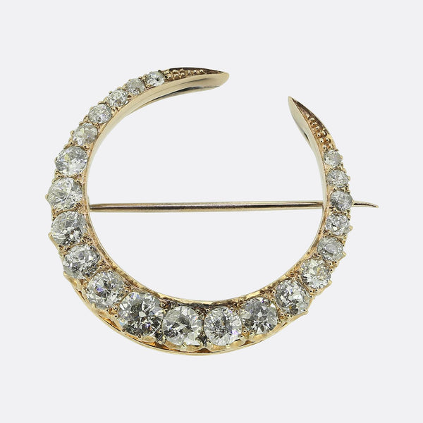 Antique Diamond Crescent Brooch