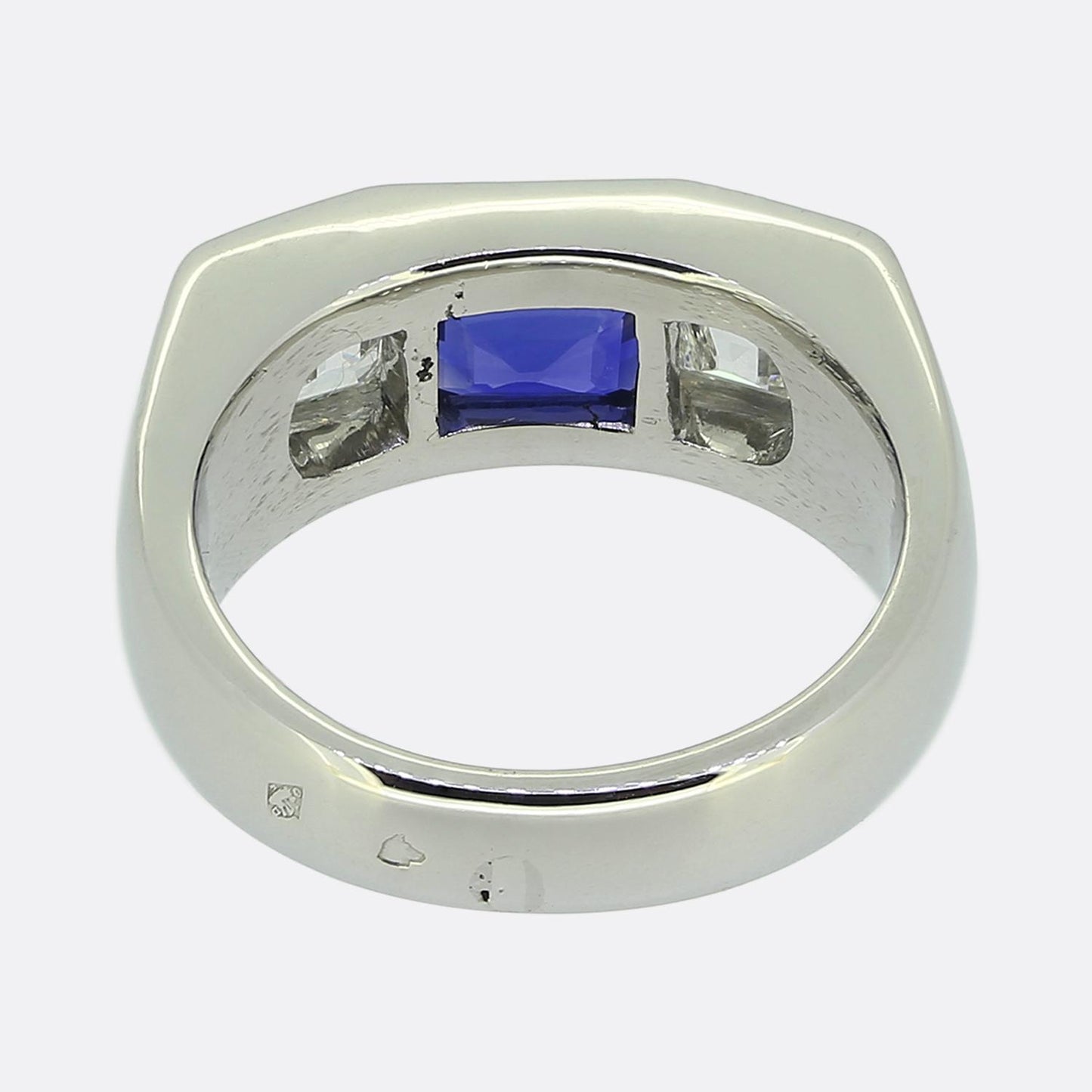 1.47 Carat Ceylon Sapphire and Diamond Three-Stone Ring