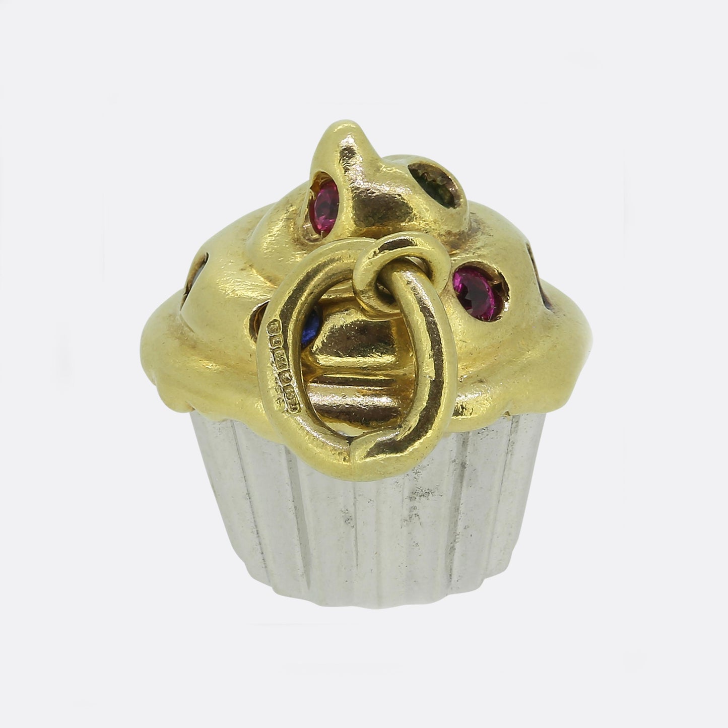 Tiffany & Co. Ruby Sapphire Emerald Cupcake Charm Pendant