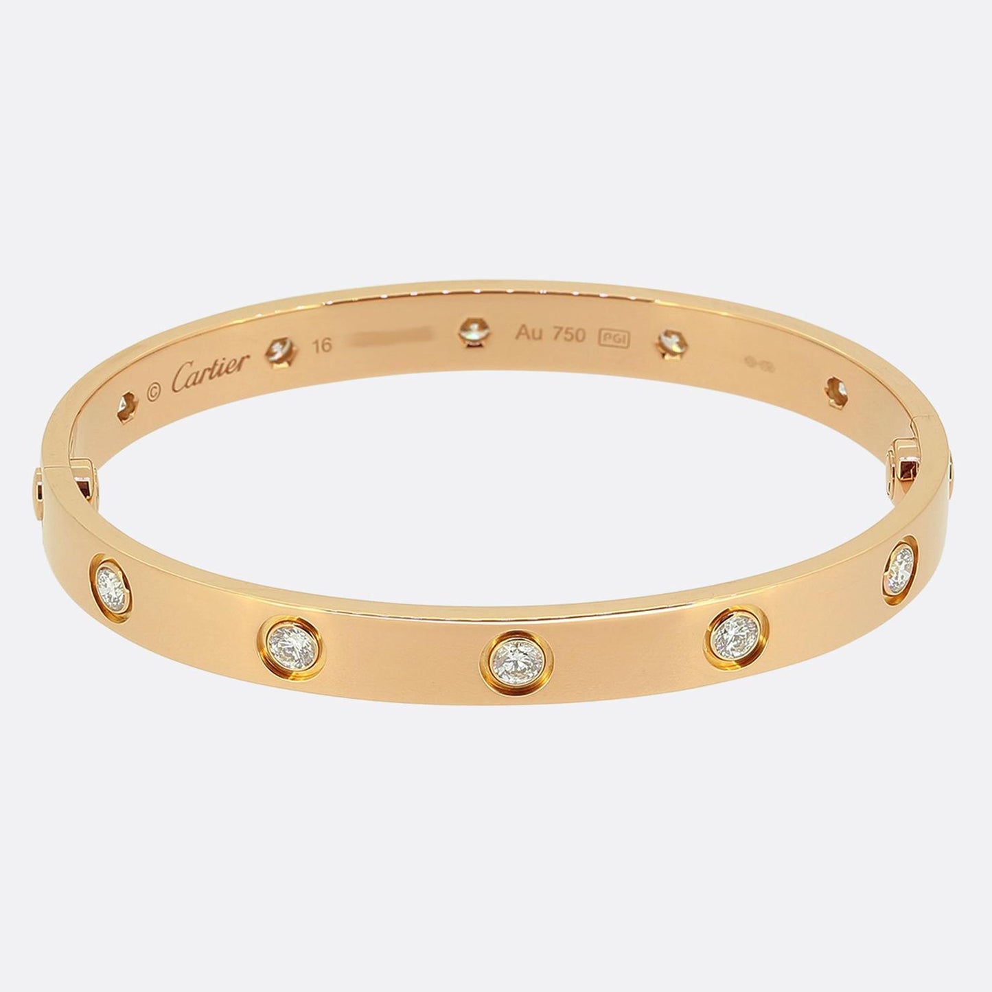 Cartier Classic Model Ten Diamond LOVE Bangle Size 16